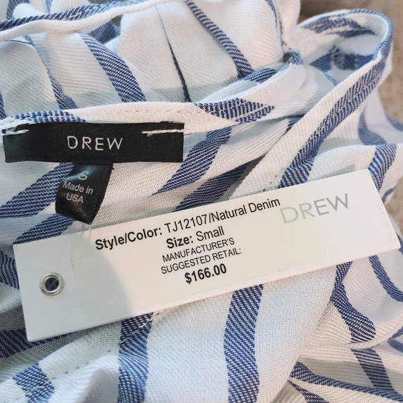 DREW Anthropologie Top w/Bow at Back in White/Denim Size S New w/Tag Retail $166 - Picture 10 of 12